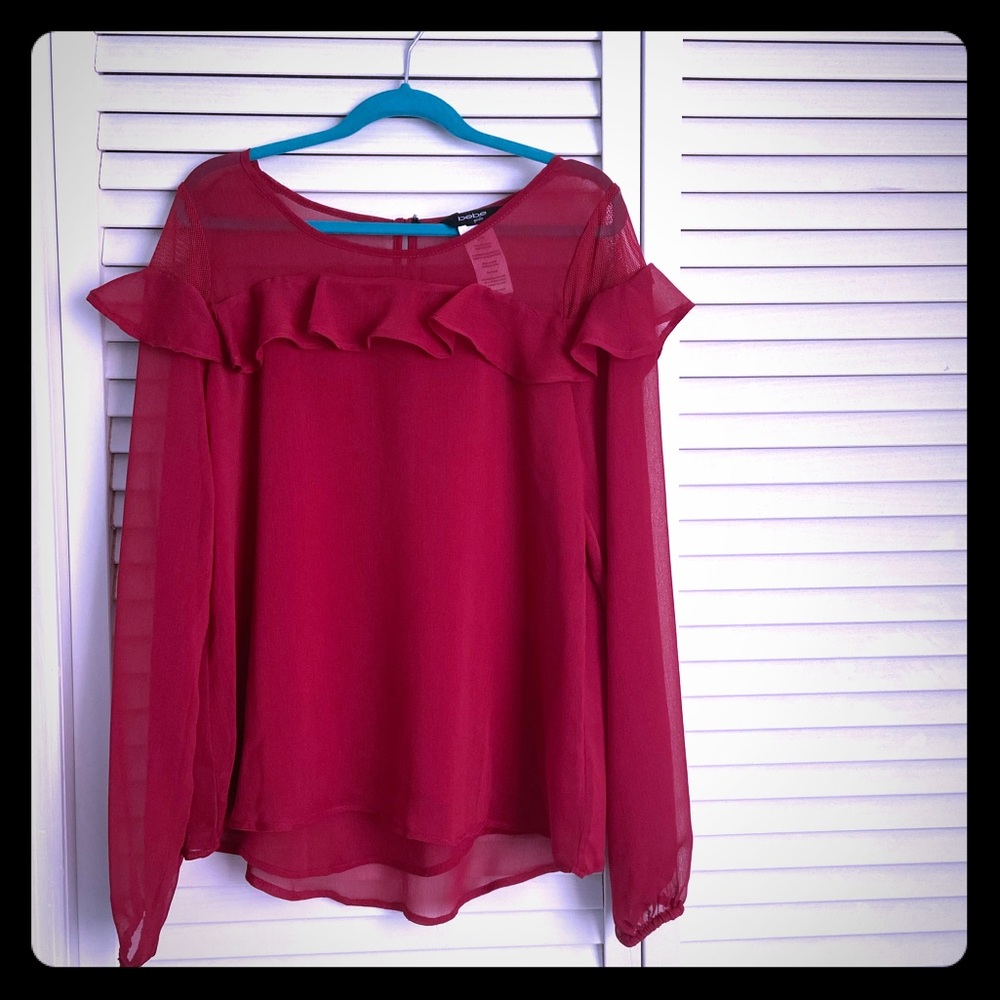 Girls red chiffon dressy shirt